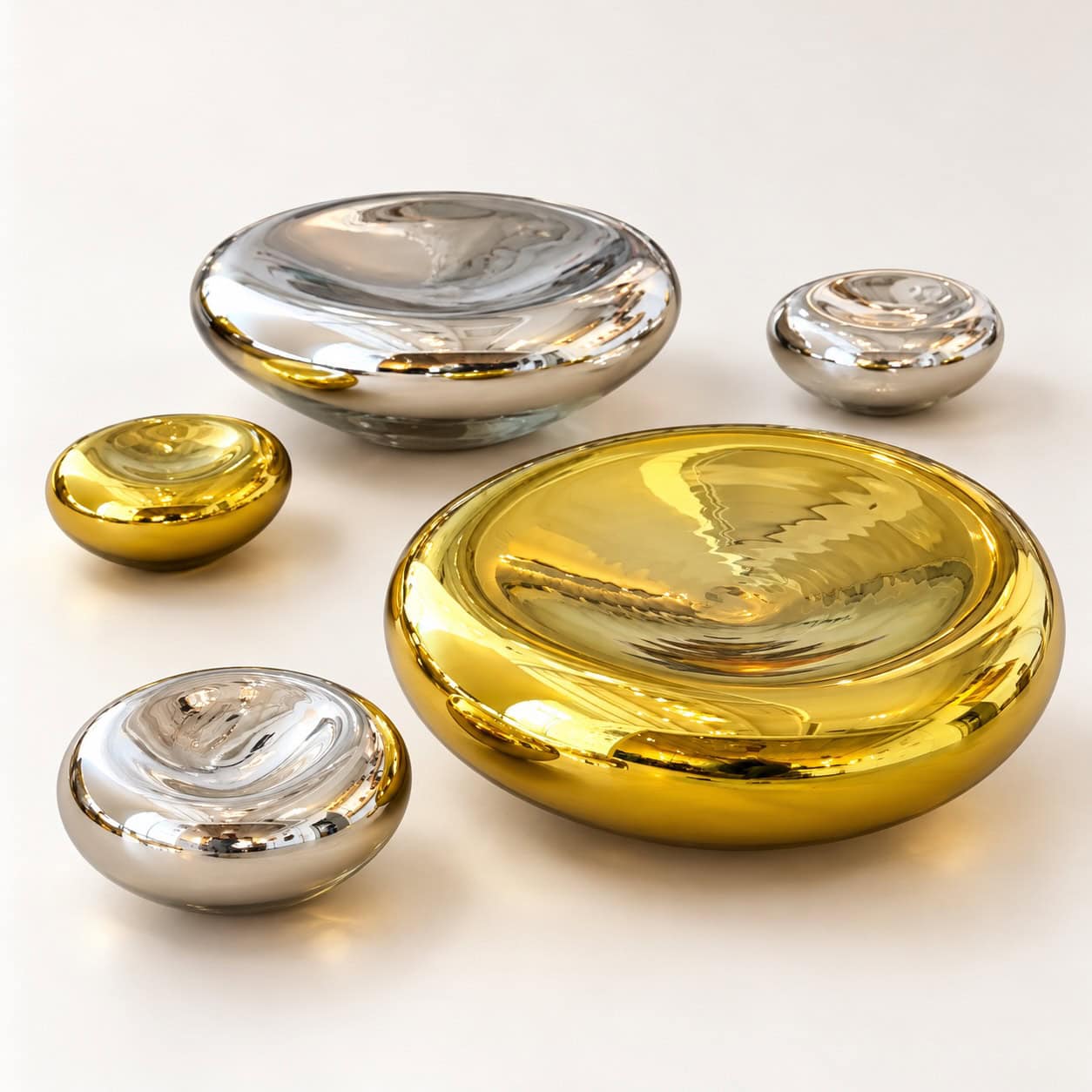 Hand-blown glass Cells in gold and silver-1